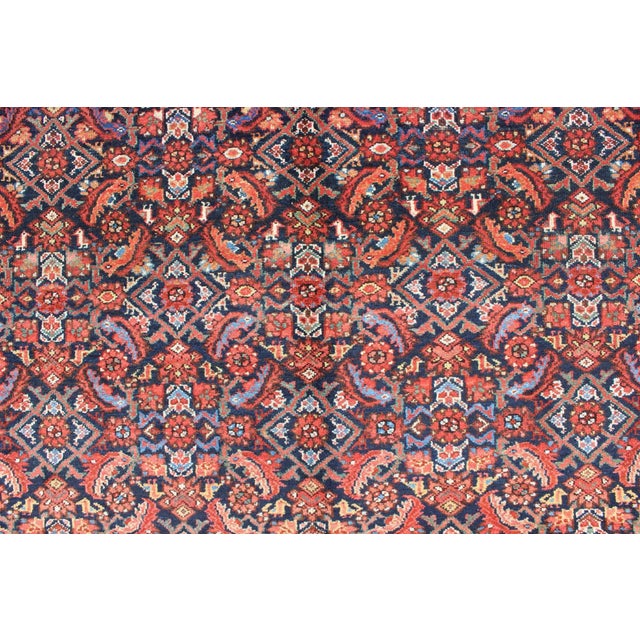 Textile Multi Color Antique Persian Malayer Rug With All Over Herati Design in Black & Shades of Blue For Sale - Image 7 of 9