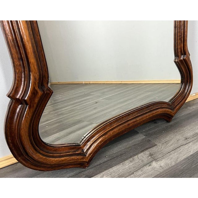 Vintage French Wall Mirror in Oak For Sale - Image 5 of 8