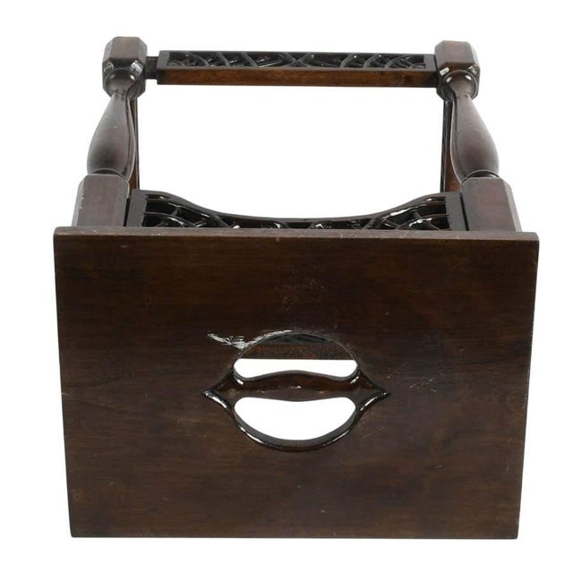 Mid 20th Century Signed F. W. Tyler Hand-Carved Wooden Stool Dated 1943 With Pierced Openwork Panels For Sale - Image 5 of 9