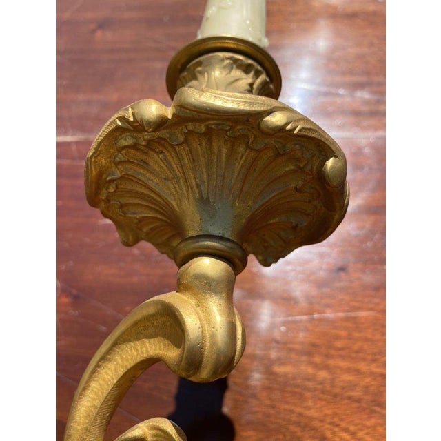Gold Louis XV Style Gilt Bronze Sconces, 19th Century, Set of 2 For Sale - Image 8 of 12