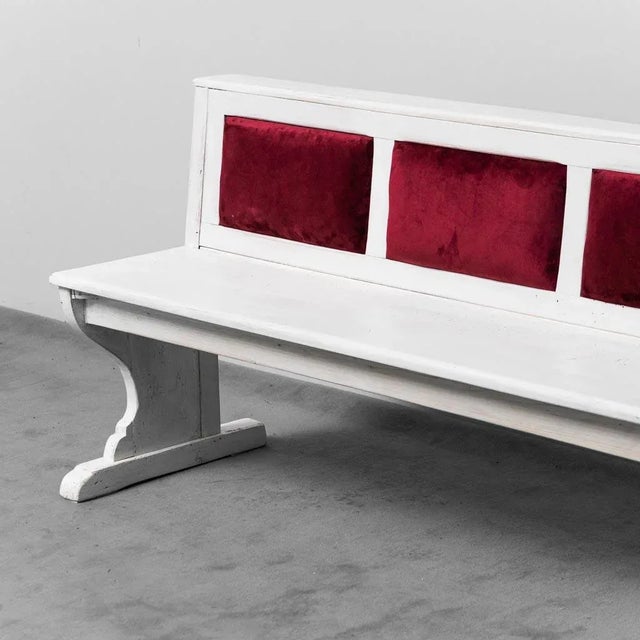 4-Seater Bench in Wood and Velvet, 1950s For Sale - Image 3 of 12