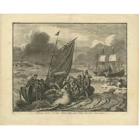 Jean Le Clerc, Illustration of the Sea Voyage to Nova Zemlya, 1730, Print For Sale