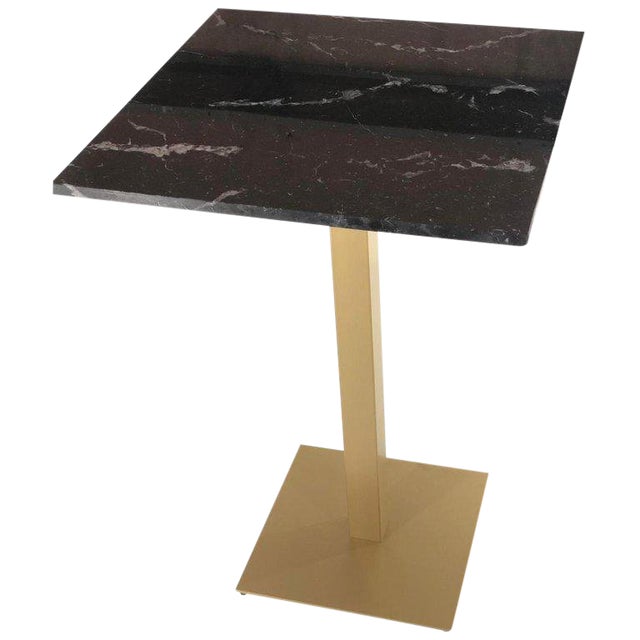New Bistro High Table in Gilded Wrought Iron With Black Marble Top For Sale
