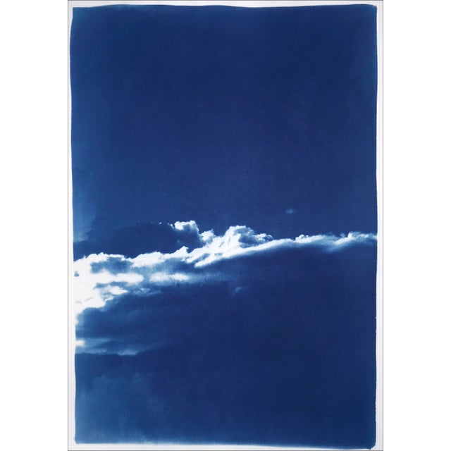 "Serene Cloudy Sky" Contemporary Cyanotype Triptych Prints - Set of 3 For Sale - Image 9 of 12