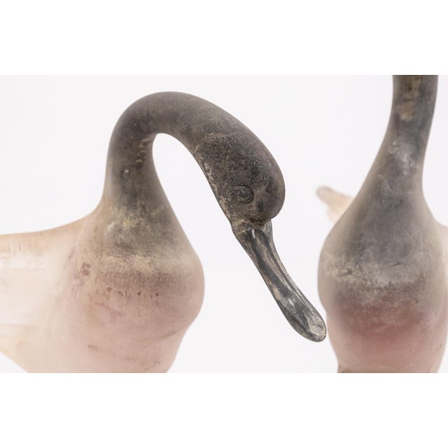 Murano Pair of Vintage Italian Gino Cenedese Vetri Murano Frosted Glass Birds For Sale - Image 4 of 6