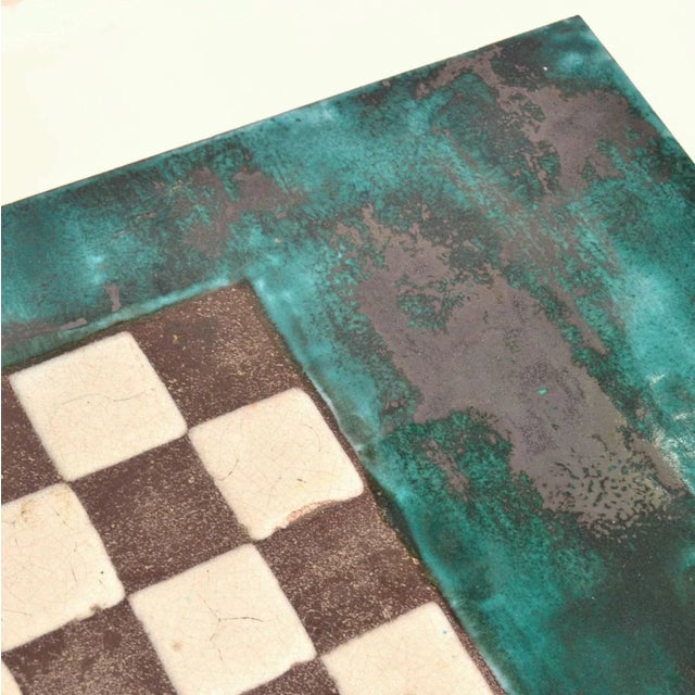 Game Table with Hand Sculpted Ceramic Chess Board For Sale - Image 3 of 10