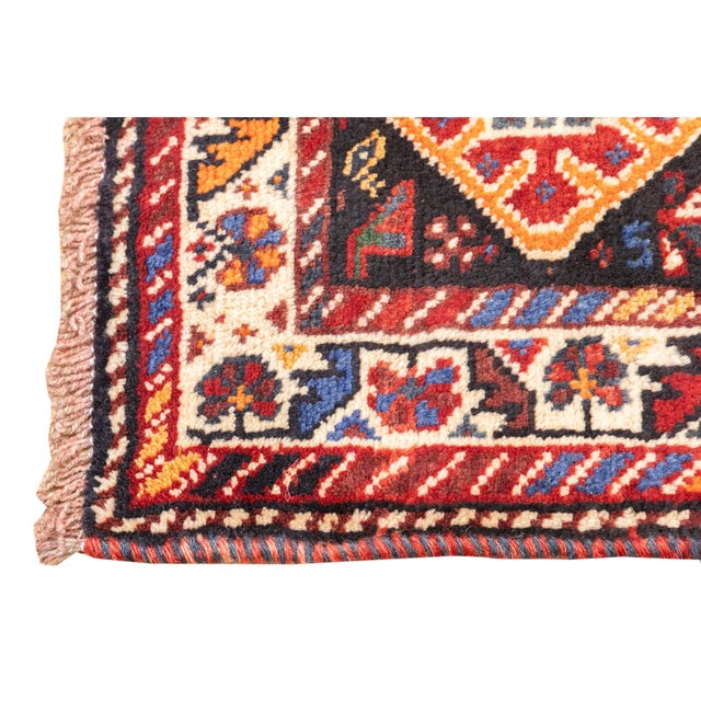 Vintage Hand-Knotted Persian Qashqai Rug 3'10" X 5'2" For Sale - Image 11 of 15
