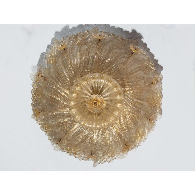 Large Flower Gilt Art Glass Murano Flush Mount by Barovier & Toso, 1930 For Sale - Image 6 of 12