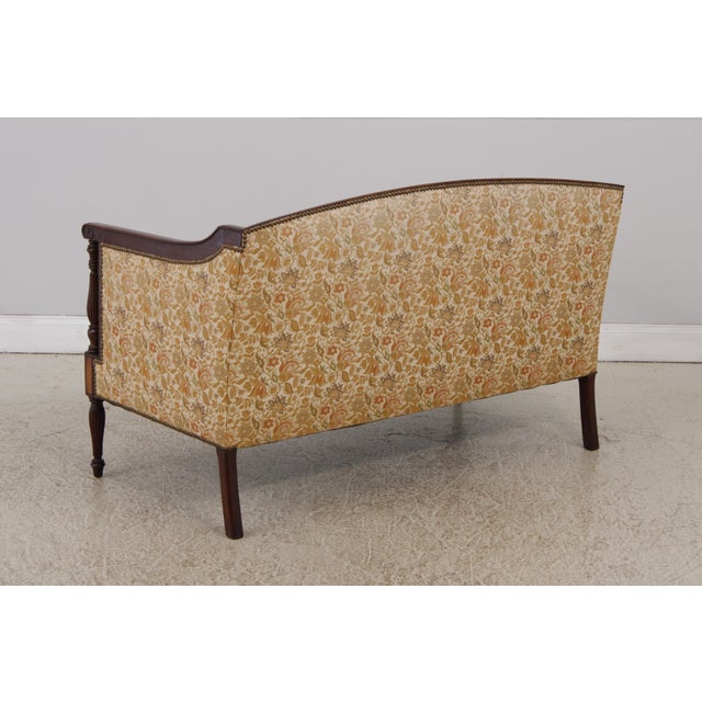 1980s Hickory Chair Co Sheraton Style Mahogany Loveseat Settee For Sale - Image 5 of 15