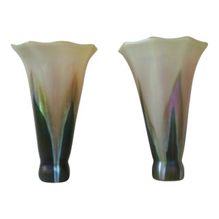 1980s Lundberg Studios Botanical Glass Shades - a Pair For Sale