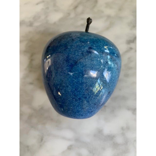 Vintage Marble Blue Apple Paper Weight For Sale - Image 4 of 6