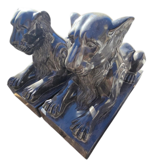 Italian Artist, Lion Sculptures, Late 20th Century, Black Marble, Set of 2