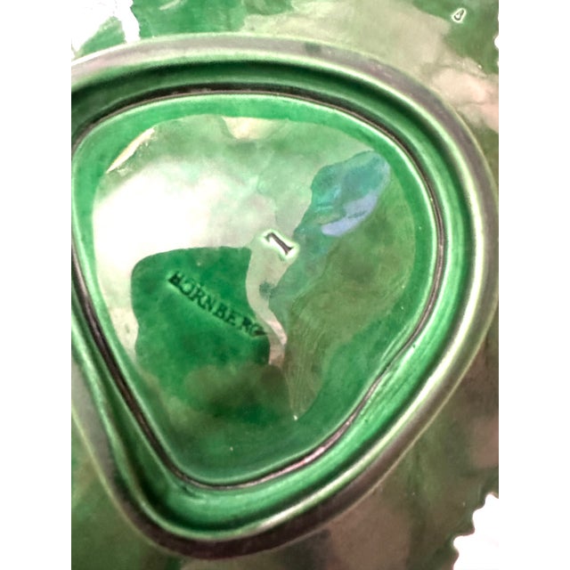 Mid 19th Century Antique Hornberg Green Majolica Leaf Serving Dish For Sale - Image 5 of 7