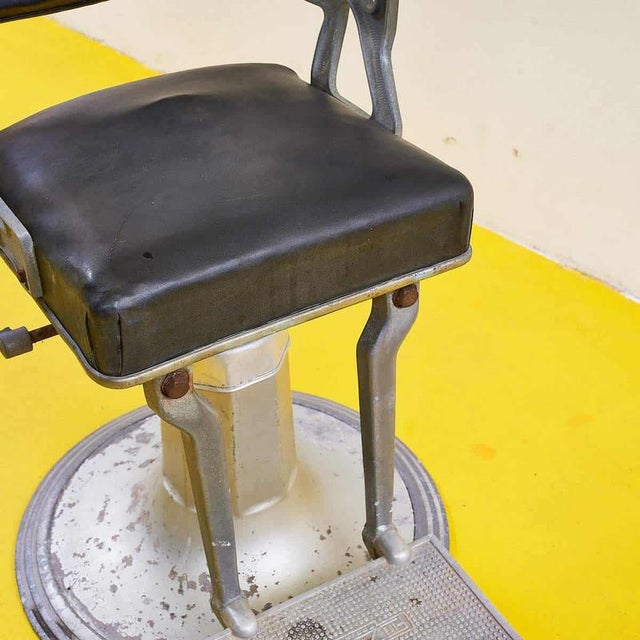 Vintage Metal Barber Stool, 1950s For Sale - Image 9 of 10