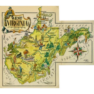 Vintage 1946 West Virginia Pictorial Map For Sale