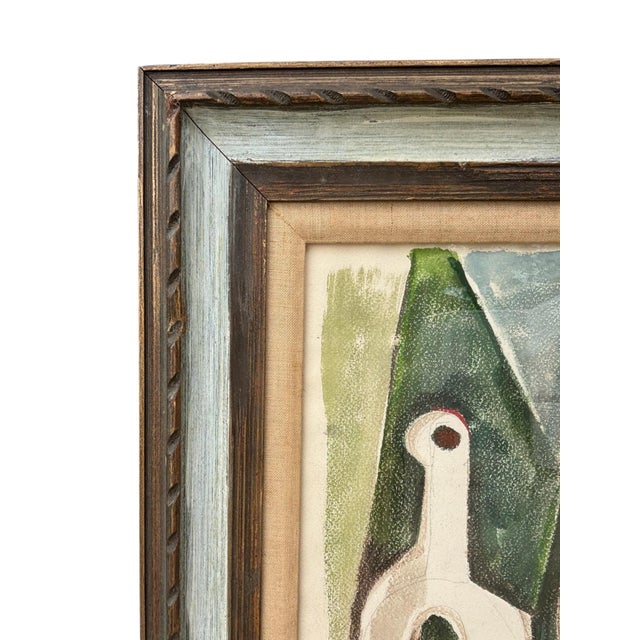 Emanuel Romano 1950’s E. Romano "Bird Abstractions" Watercolor Painting For Sale - Image 4 of 6