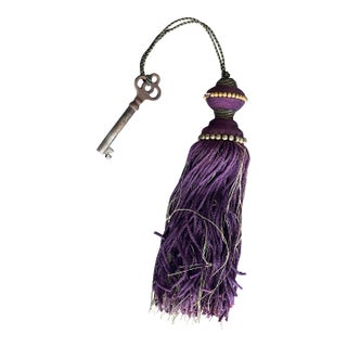 Antique Small Key With Purple Silk Tassel For Sale
