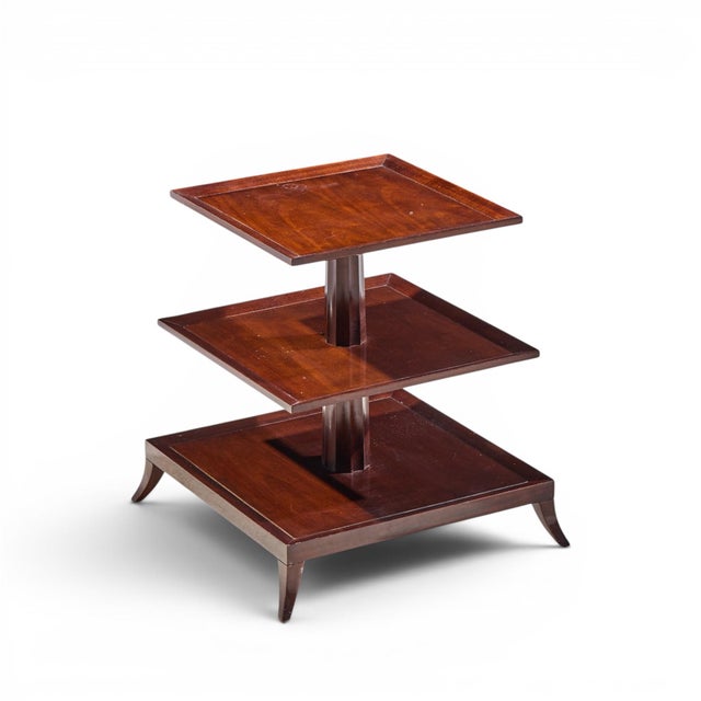 Wood Thomas Pheasant Contemporary American Three Tiered Mahogany End Table For Sale - Image 7 of 8