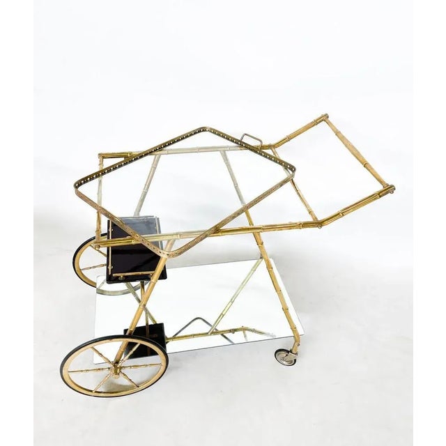 Mid-Century Modern Brass and Glass Trolley, Italy, 1950s For Sale - Image 3 of 7