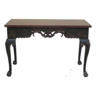 Chinoiserie Vintage Georgian Console Table W. Birdseye Maple Top For Sale