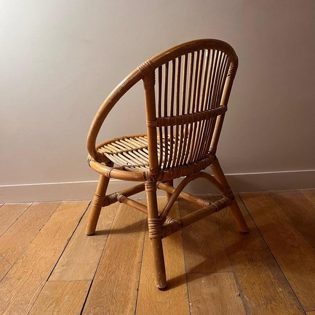 Wood Vintage Bamboo Childrens Chair For Sale - Image 7 of 8
