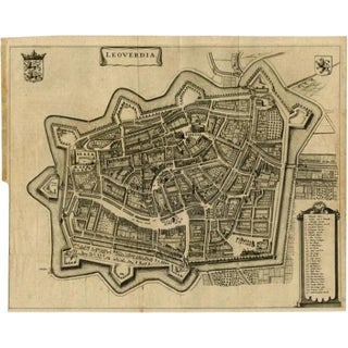 Antique Map of the City of Leeuwarden by Leti, 1690 For Sale