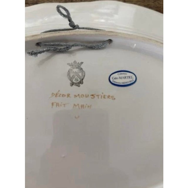 Vintage Mid 20th Century French Hand Painted Moustiers Whimsical Platter Green and Gold For Sale - Image 6 of 6