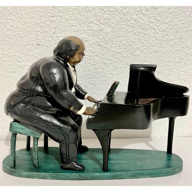 Metal Bruno Luna, Polychrome Bronze Sculpture Jazz Nightclub Piano Player in Tuxedo Bruno Luna For Sale - Image 7 of 7