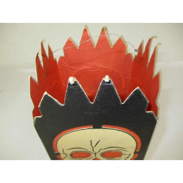 Paper Vintage Halloween Skull and Crossbones Lantern For Sale - Image 7 of 16