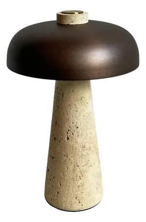 Porcini Travertine Bronze Table Lamp