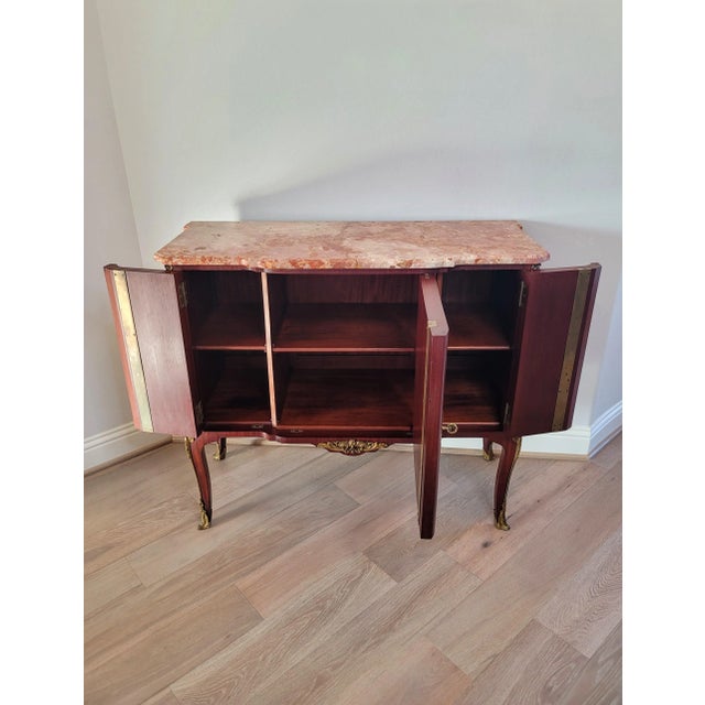 19th/20th Century French Transition Louis XV/XVI Style Marquetry Sideboard or Commode For Sale - Image 4 of 12