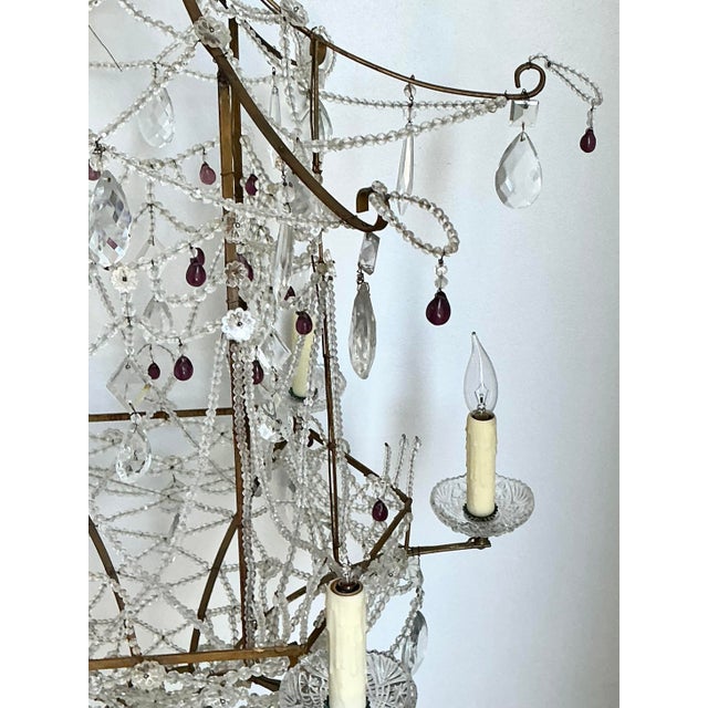 Vintage Swag Crystals Pagoda Chandelier For Sale In West Palm - Image 6 of 12