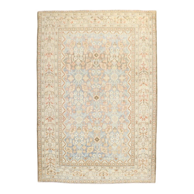 Early 20th Century Light Blue Persian Malayer Rug - 4'6" x 6'1" For Sale
