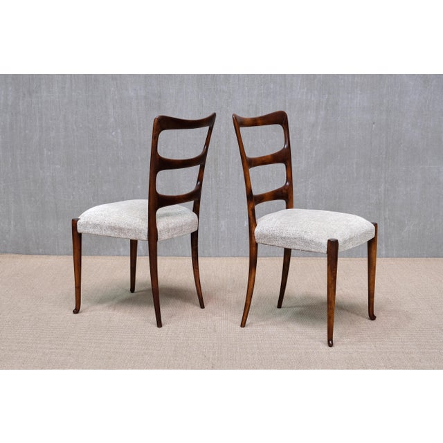 1940s Mahogany and Chenille Dining Chairs by Paolo Buffa, Italy, 1940s, Set of 8 For Sale - Image 5 of 17