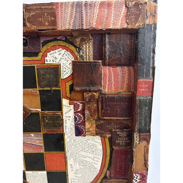 Abstract Mixed Media Collage on Antique Gameboard For Sale - Image 3 of 9