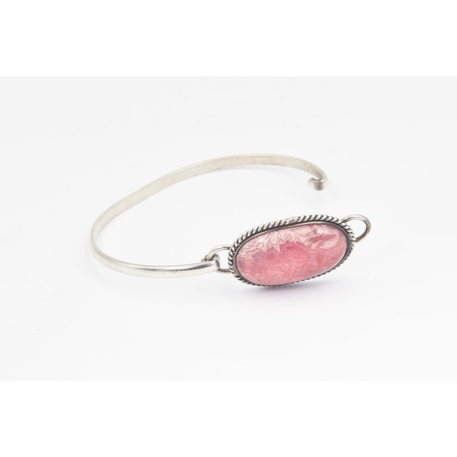 Late 20th Century Rhodochrosite Silver Bangle Bracelet For Sale - Image 4 of 10