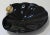 Licio Zanetti Signed Dish Murano Black Glass Clamshell With Gold Flecked Infused Orb Black and Gold Flecks All Verso For Sale - Image 13 of 13