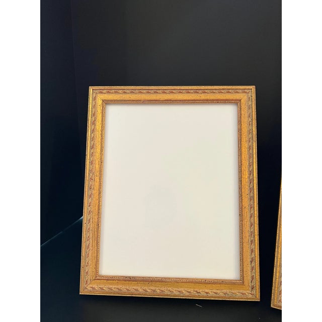 Traditional Pair of Vintage Italian Gold Wood Picture Frames Under Glass For Sale - Image 3 of 11