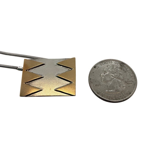M&j Savitt Modernist Sterling Silver and 14k Gold Pendant Necklace, 1970s-1980s For Sale In Charlotte - Image 6 of 9