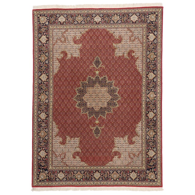 Vintage Persian Tabriz Rug , 04'11 X 06'10 For Sale - Image 4 of 4