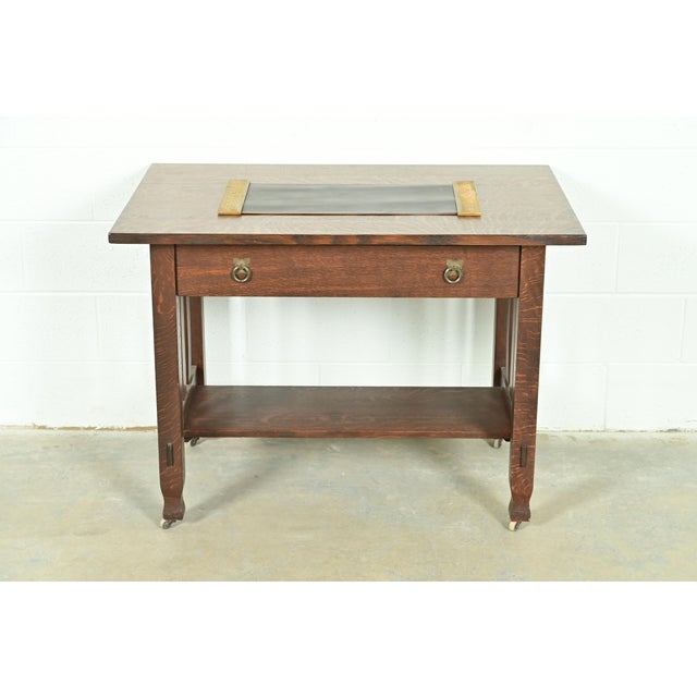 Tiffany Studios New York "Adam" Bronze Doré Blotter Ends With Leather Desk Blotter For Sale - Image 11 of 12