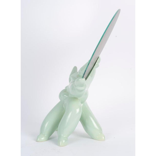 Celadon Earthenware Table Mirror by Jean Boggio For Sale - Image 5 of 8