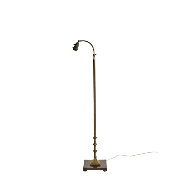 Swedish Modern Height-Adjustable Brass Floor Lamp with Wooden Base, Sweden, 1930s-1940s For Sale - Image 4 of 7