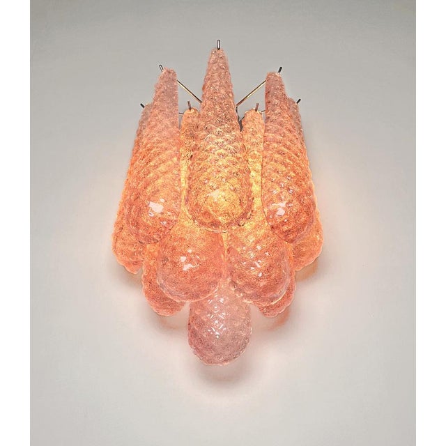 Vintage Pink Glass Petals Drop Wall Sconces, 1990s, Set of 2 For Sale - Image 6 of 16