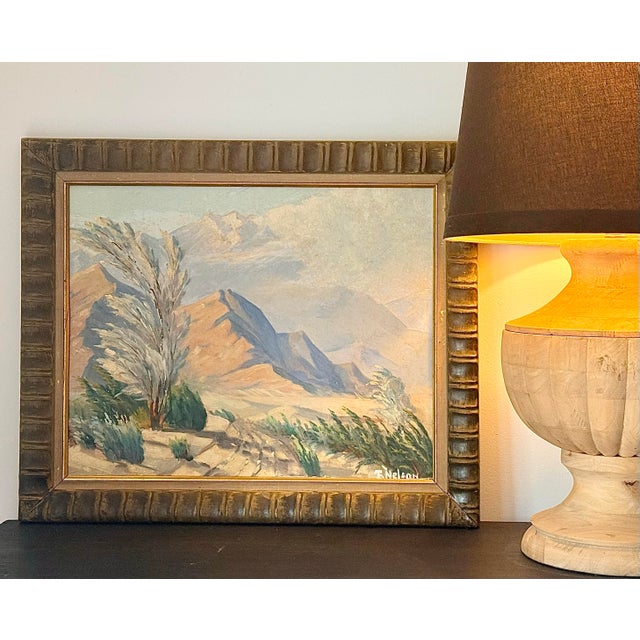 Vintage Mid-Century Modern Impressionist California Plein Air Desert Landscape, Original Oil on Board Signed & Framed....
