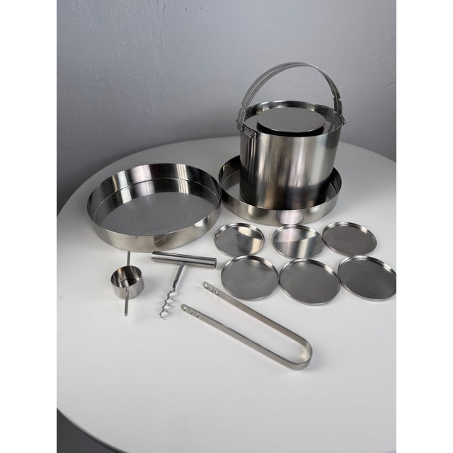 Mid-Century Modern Danish Cylinda-Line Bar Set in Stainless Steel by Arne Jacobsen for Stelton, 1970s, Set of 12 For Sale - Image 3 of 10