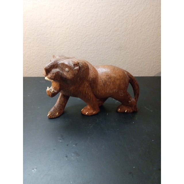 1980s Hand Carved Lion Sculpture For Sale In Dallas - Image 6 of 6