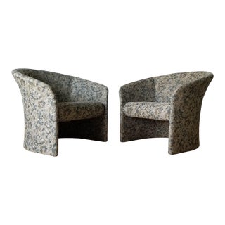 Postmodern Vladimir Kagan Style Upholstered Club Chairs - a Pair For Sale