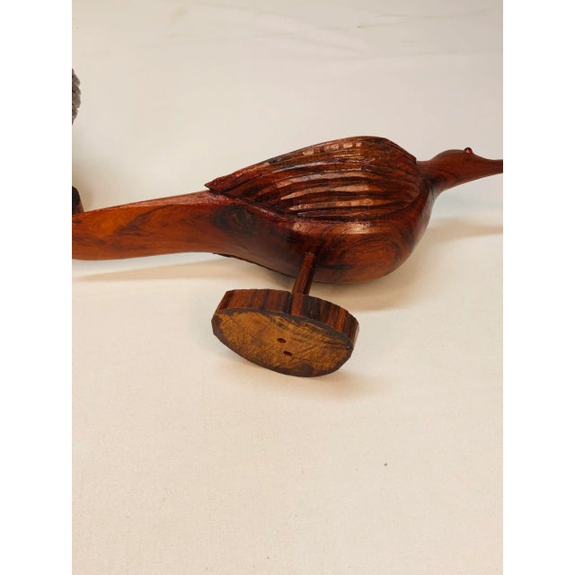 Wood Hand Carved Wooden Bird Figures - a Pair For Sale - Image 7 of 11
