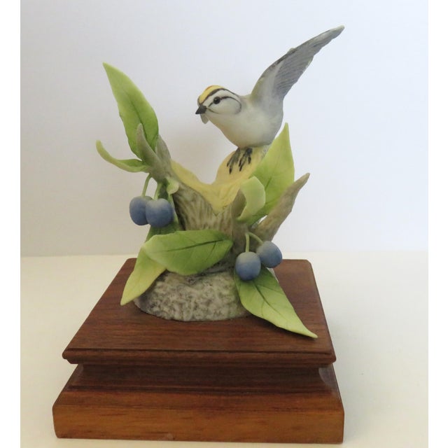 Mid 20th Century Vintage Marcel E. Moussalli Golden-Crowned Kinglet Yellow Bird-Porcelain Figurine For Sale - Image 5 of 9